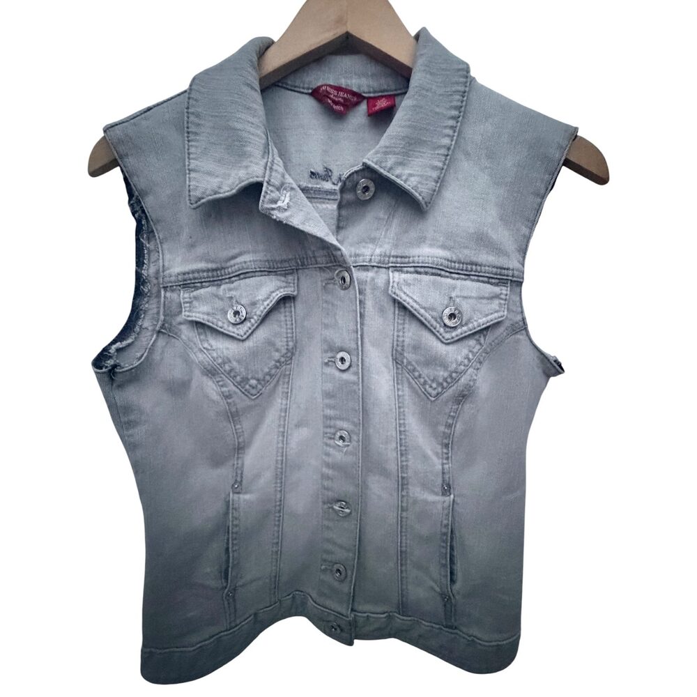EUC GUESS Jeans Gray Vest Cotton Women's Large